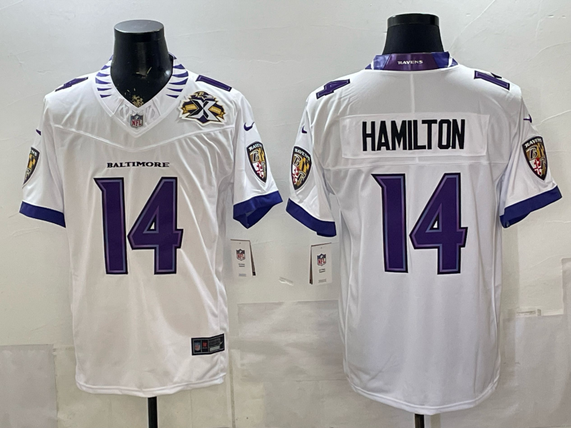 Men Baltimore Ravens #14 Hamilton white Nike 2026 NFL Jersey 0522001->baltimore ravens->NFL Jersey